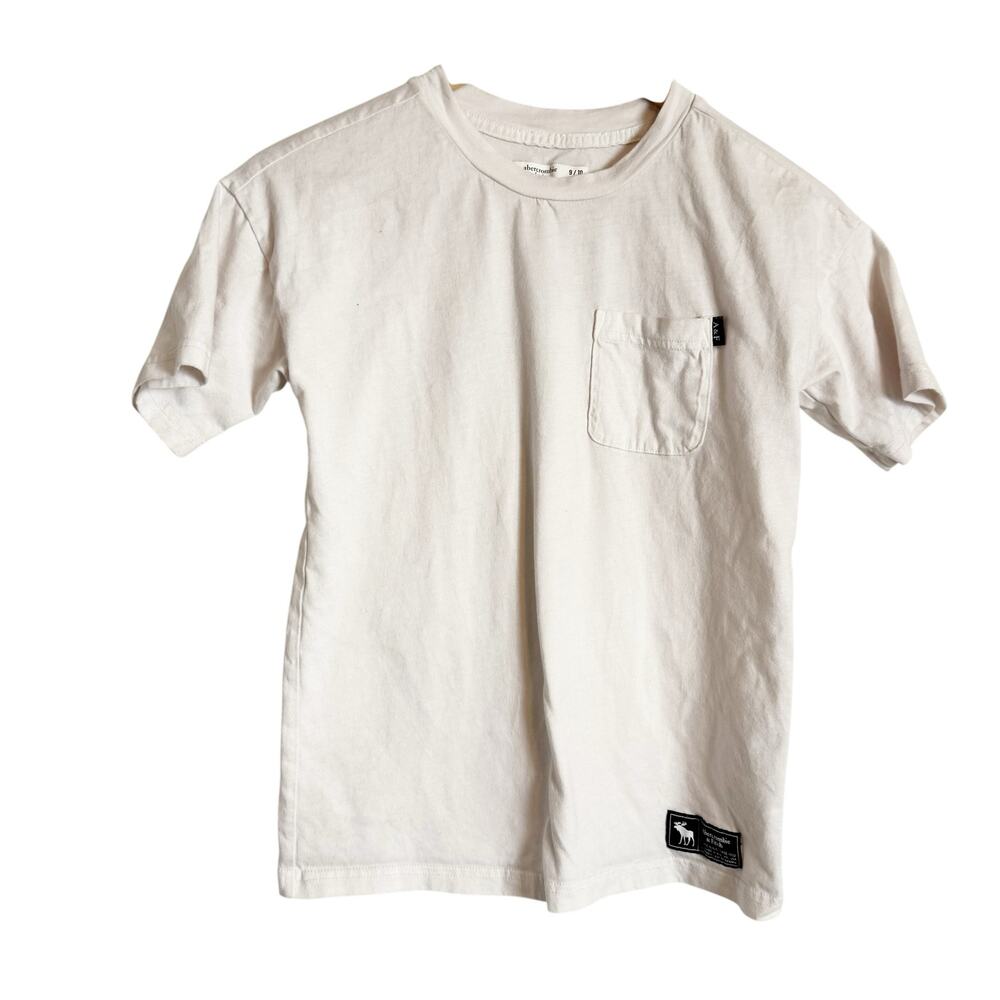 Abercrombie Kids Oversized Fit Unisex White Short Sleeve Crewneck Pocket Tee